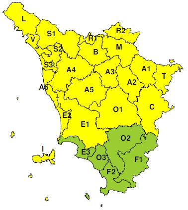 Zone di allerta Regione Toscana