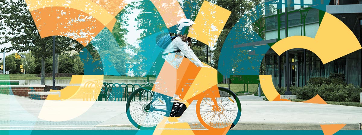 Immagine decorativa per la mobilit: persona in bicicletta