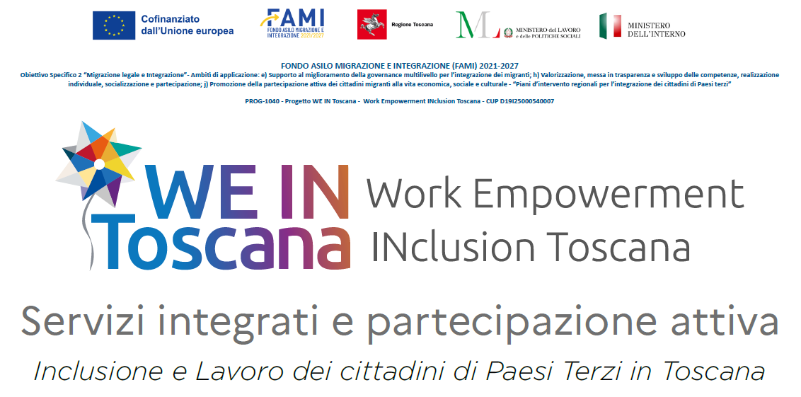 loghi e intestazione progetto we-in toscana