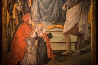 Francesco Datini e i committenti (Madonna del Ceppo), dipinto di Filippo Lippi